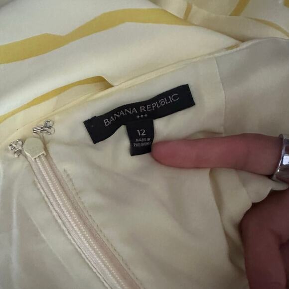 Banana Republic Yellow Halter Midi Dress Geometric Print Coastal 

 Size 12 - Picture 9 of 10